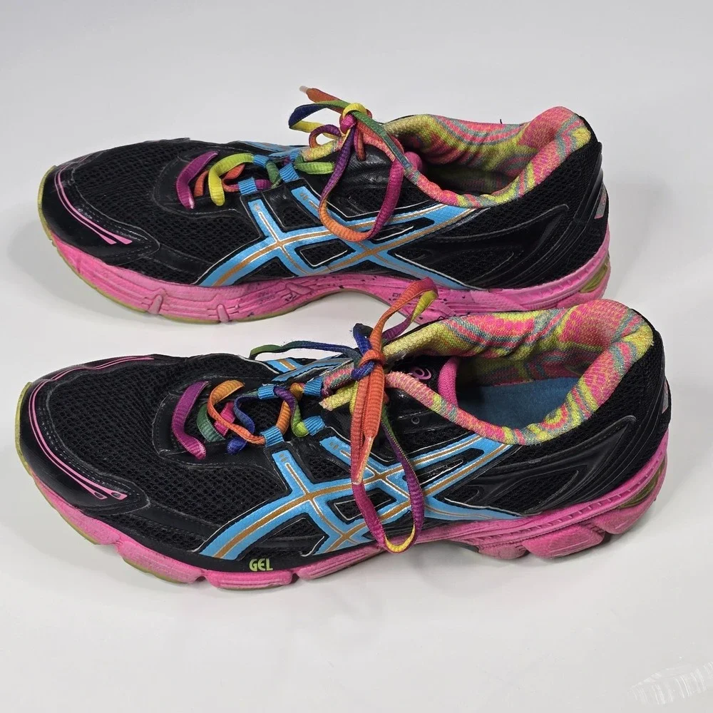 ASICS GEL Shoes Womens Size 9.5 Black Multicolor‎ Running Sneakers T27BQ